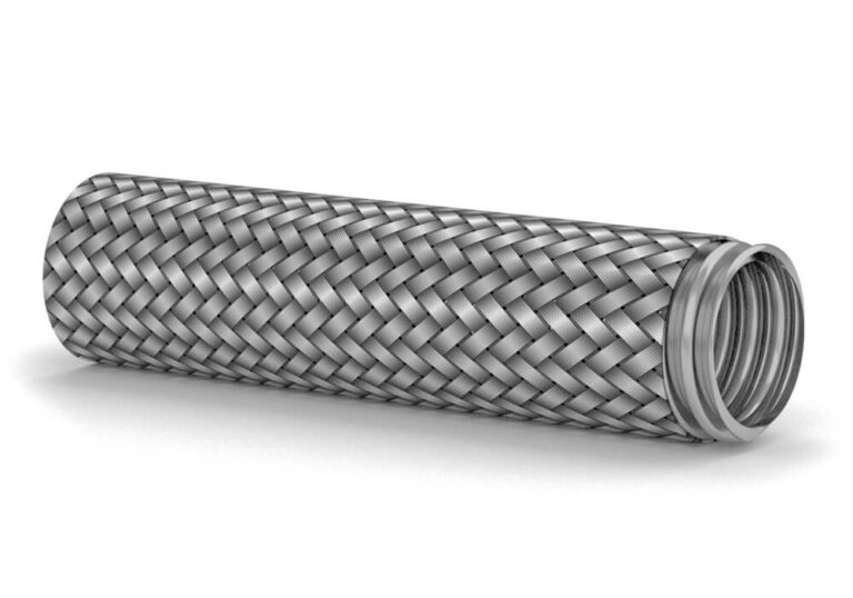 Parallel folded metal hose with a braid