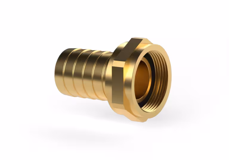 Hose coupling with hex nut internal thread