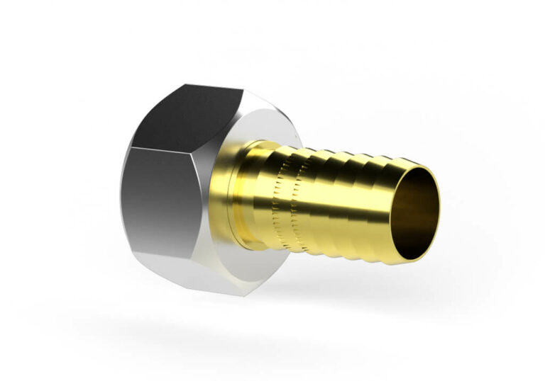 Hose coupling with hexagon nut internal thread