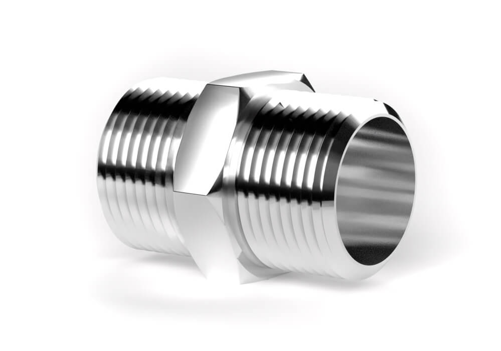 Hexagon nipple with tapered thread DIN 2990