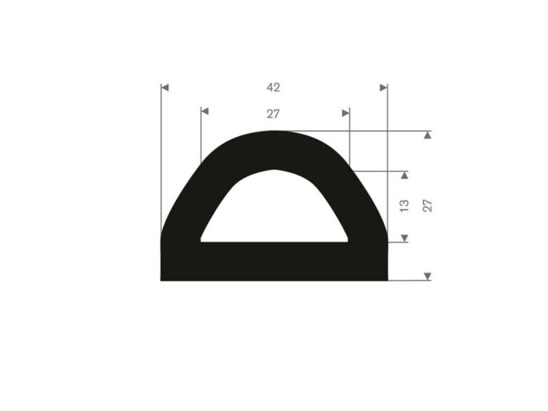Cellular rubber strip D-profile self-adhesive 12X25 mm